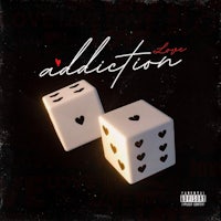 two dice with the words love addiction on them